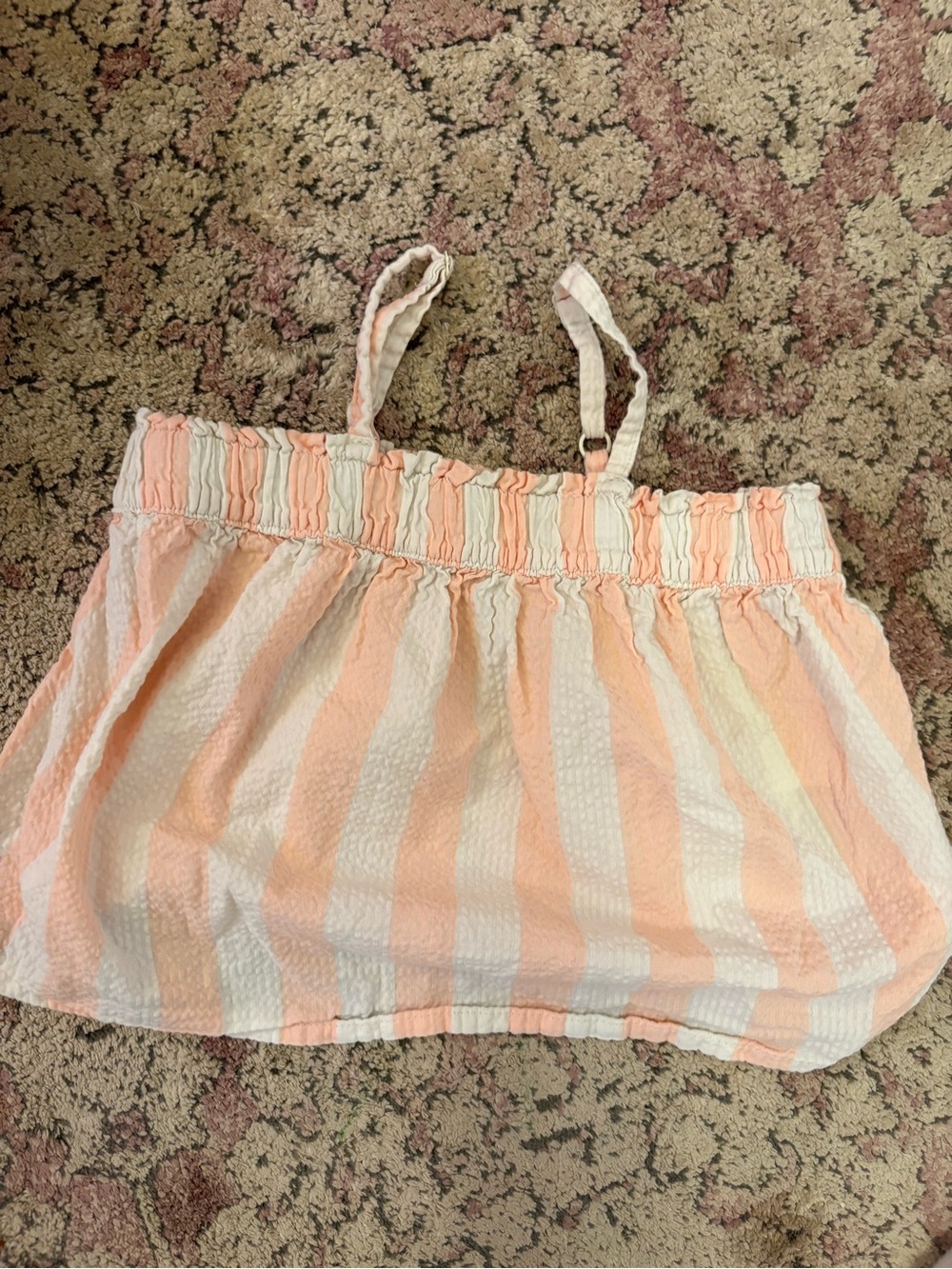 H&M Peach and White Striped Tank Top